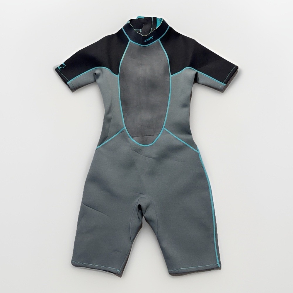 DBX Wetsuit Womens Gray Stretch Neoprene 3/2 MM Shorty Surf Size 16 Beach Scuba